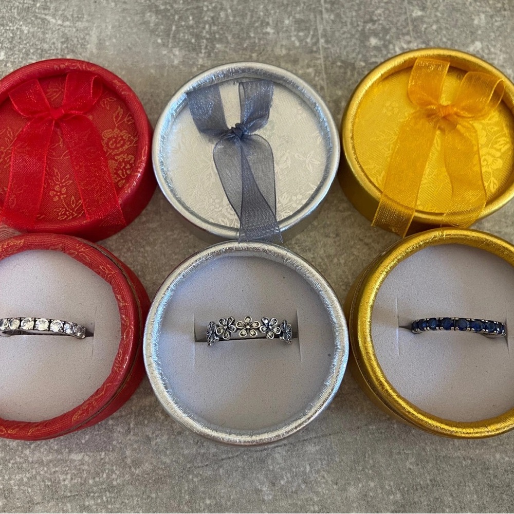 Elegant Silver and Blue Rings Set